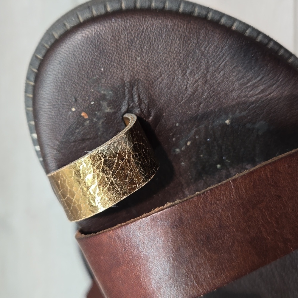 Sundance Leather Toe Loop Platform Buckle Sandals sz 37 / 6.5 - Picture 8 of 13